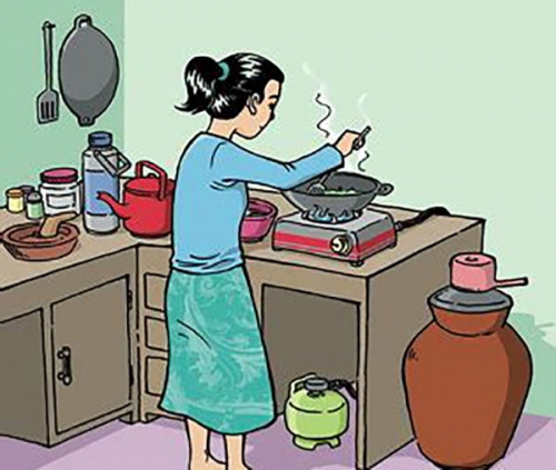 GoRiau Saat Ibunya Memasak  di  Dapur  Gadis di  Inhu Ini 