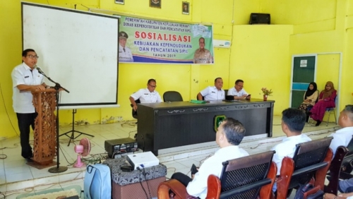 Goriau Disdukcapil Kepulauan Meranti Gelar Sosialisasi Kebijakan Kependudukan Dan Pencatatan Sipil